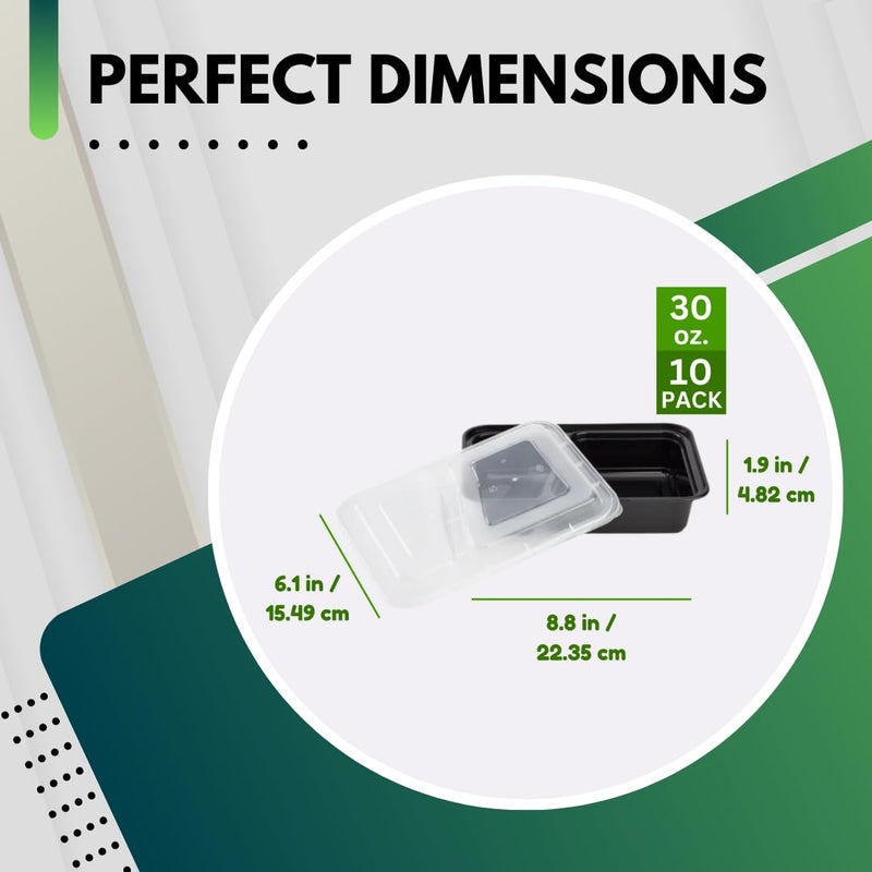 Green Direct Lunch Box Sets/Large Food Container with Lid / 2 Compartment Bento Box, Microwaveable, Freezer & Dishwasher Safe, Leak Proof, 10 Pack - Image 2